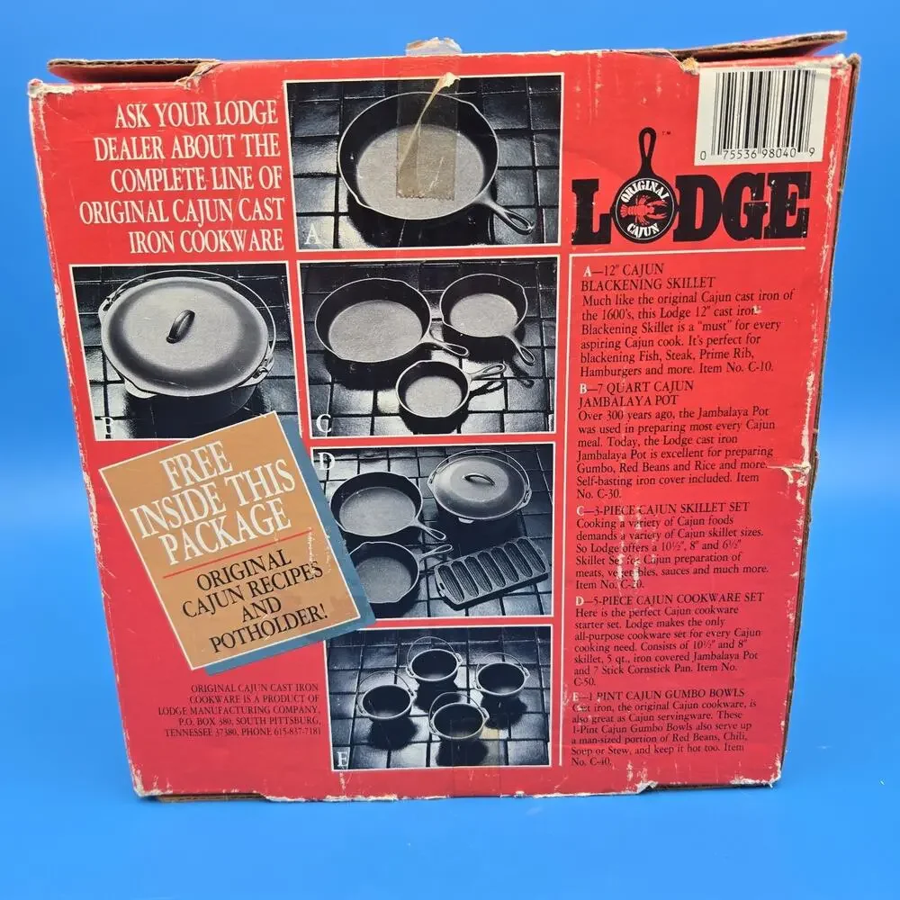 Vintage Lodge Original Cajun Cast Iron Gumbo Bowls Set of 4 w/ Box & Recipe